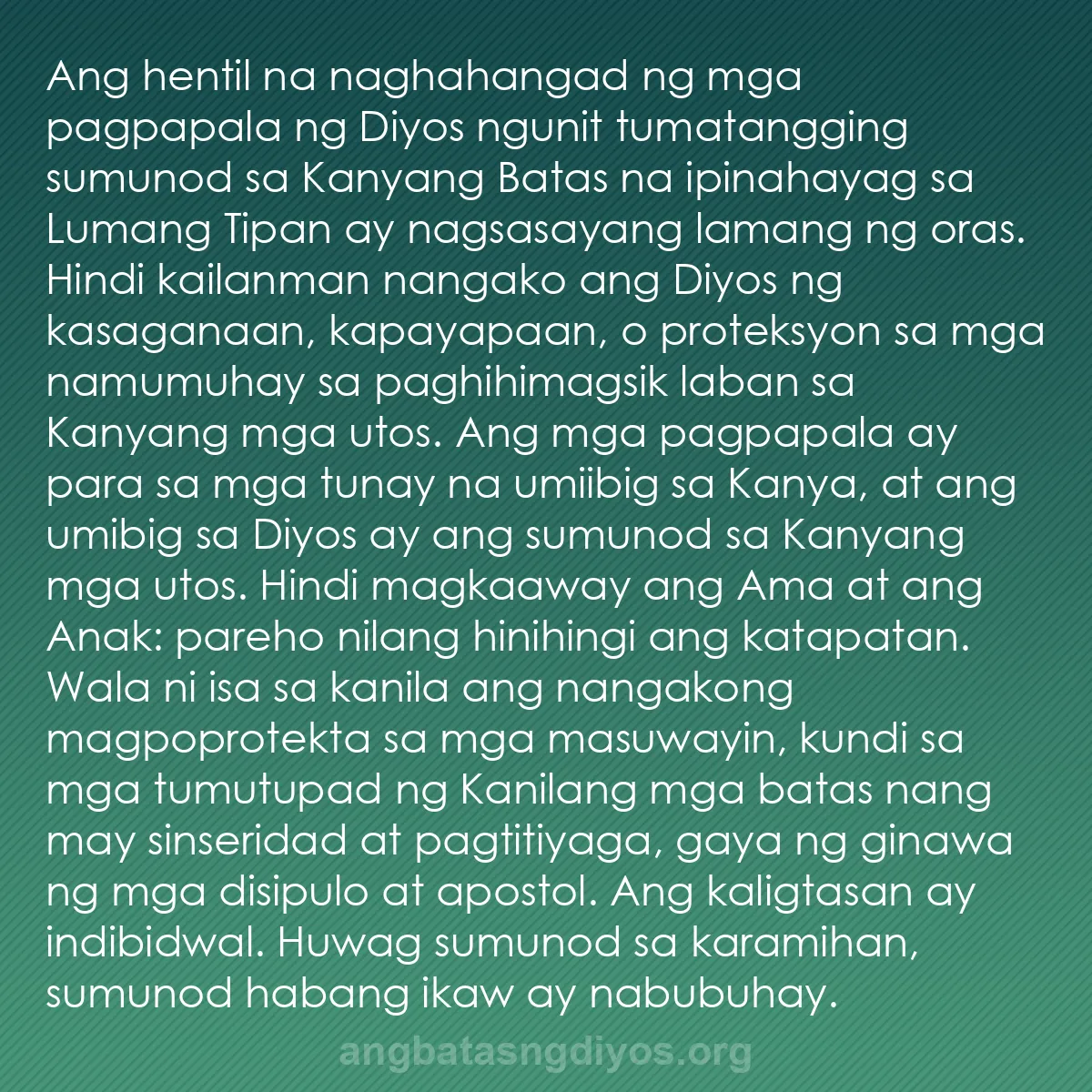b0125 - Post tungkol sa Batas ng Diyos: Ang hentil na naghahangad ng mga pagpapala ng Diyos ngunit tumatangging...