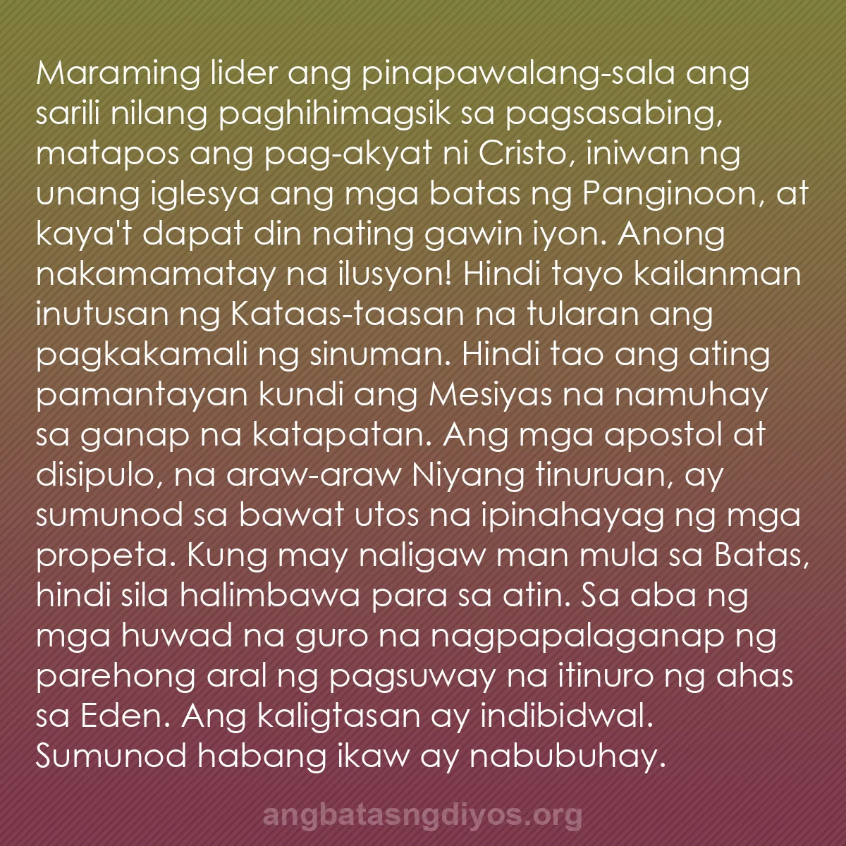 b0128 - Post tungkol sa Batas ng Diyos: Maraming lider ang pinapawalang-sala ang sarili nilang paghihimagsik...