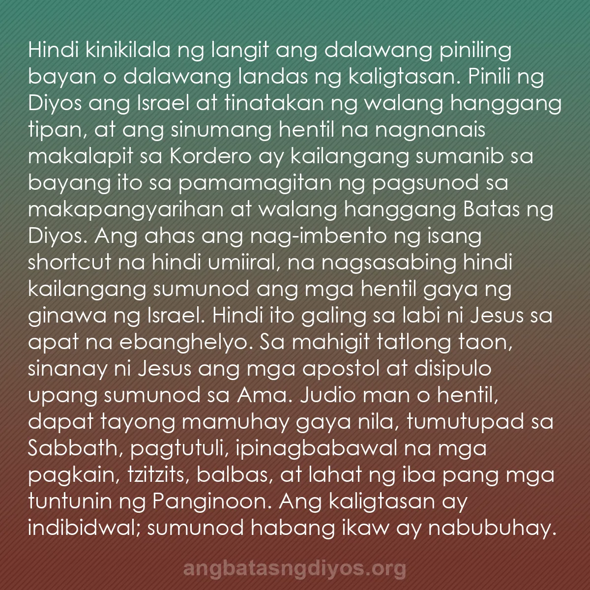 b0133 - Post tungkol sa Batas ng Diyos: Hindi kinikilala ng langit ang dalawang piniling bayan o dalawang...