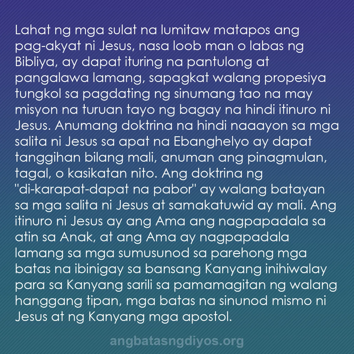 b0137 - Post tungkol sa Batas ng Diyos: Lahat ng mga sulat na lumitaw matapos ang pag-akyat ni Jesus,...