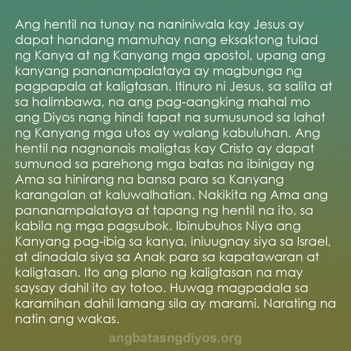 b0143 - Post tungkol sa Batas ng Diyos: Ang hentil na tunay na naniniwala kay Jesus ay dapat handang...