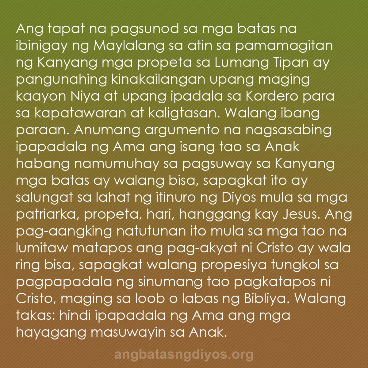 b0149 - Post tungkol sa Batas ng Diyos: Ang tapat na pagsunod sa mga batas na ibinigay ng Maylalang...