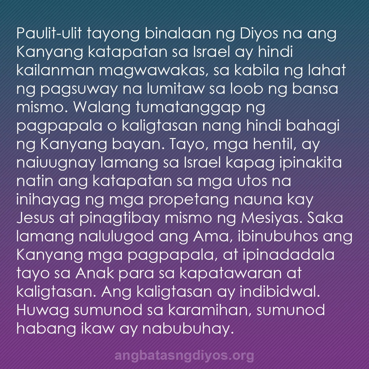 b0154 - Post tungkol sa Batas ng Diyos: Paulit-ulit tayong binalaan ng Diyos na ang Kanyang katapatan...