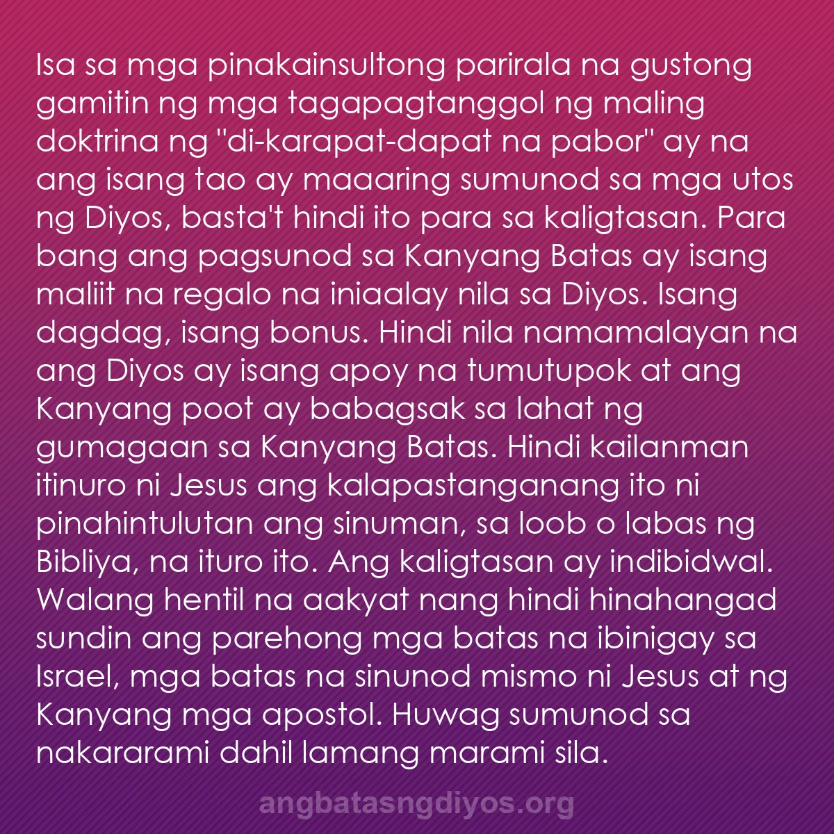 b0161 - Post tungkol sa Batas ng Diyos: Isa sa mga pinakainsultong parirala na gustong gamitin ng mga...