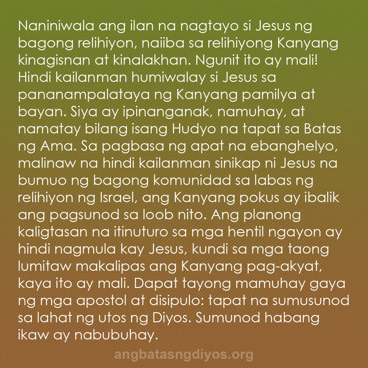 b0169 - Post tungkol sa Batas ng Diyos: Naniniwala ang ilan na nagtayo si Jesus ng bagong relihiyon,...