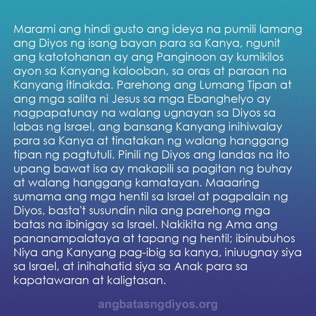b0175 - Post tungkol sa Batas ng Diyos: Marami ang hindi gusto ang ideya na pumili lamang ang Diyos...