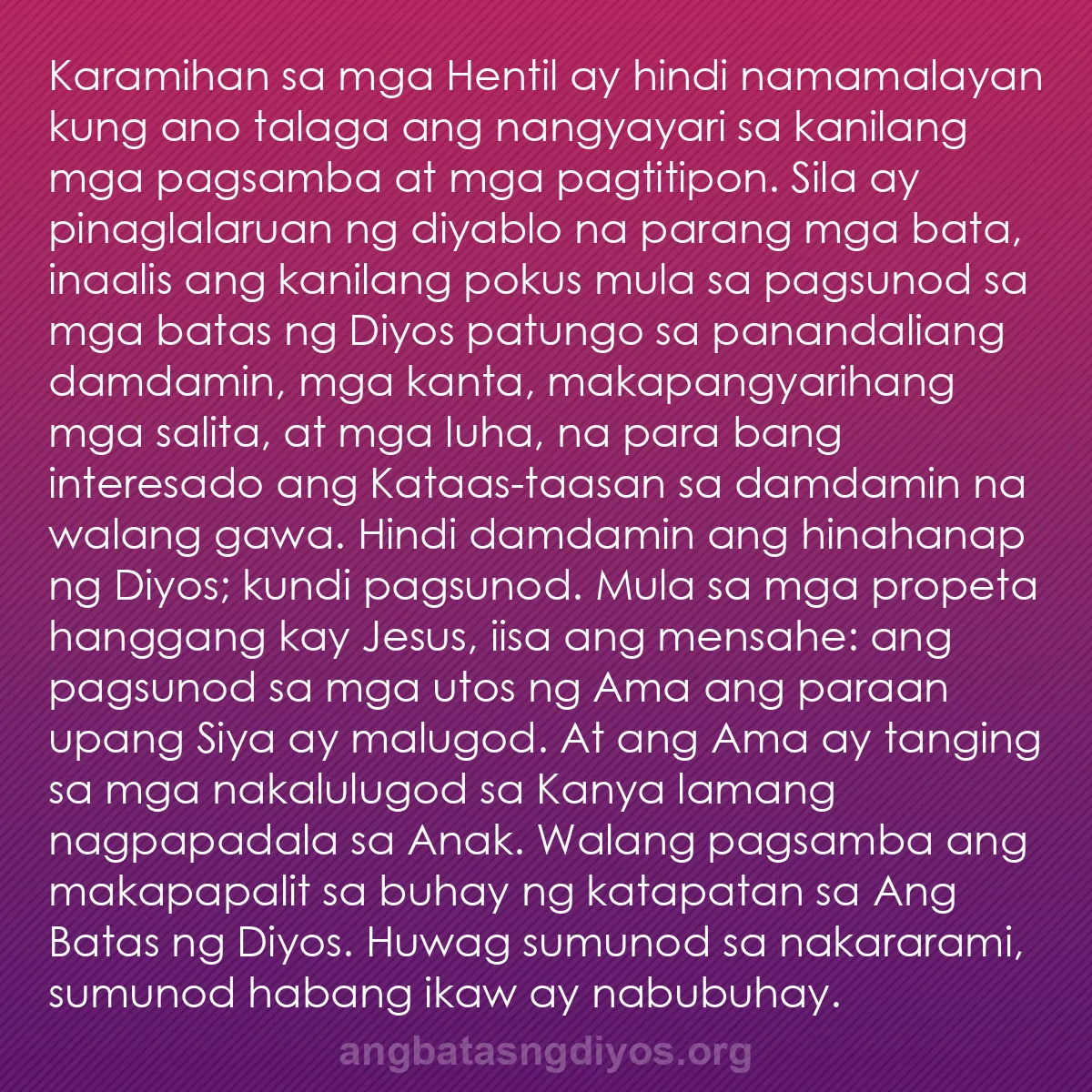 b0181 - Post tungkol sa Batas ng Diyos: Karamihan sa mga Hentil ay hindi namamalayan kung ano talaga...