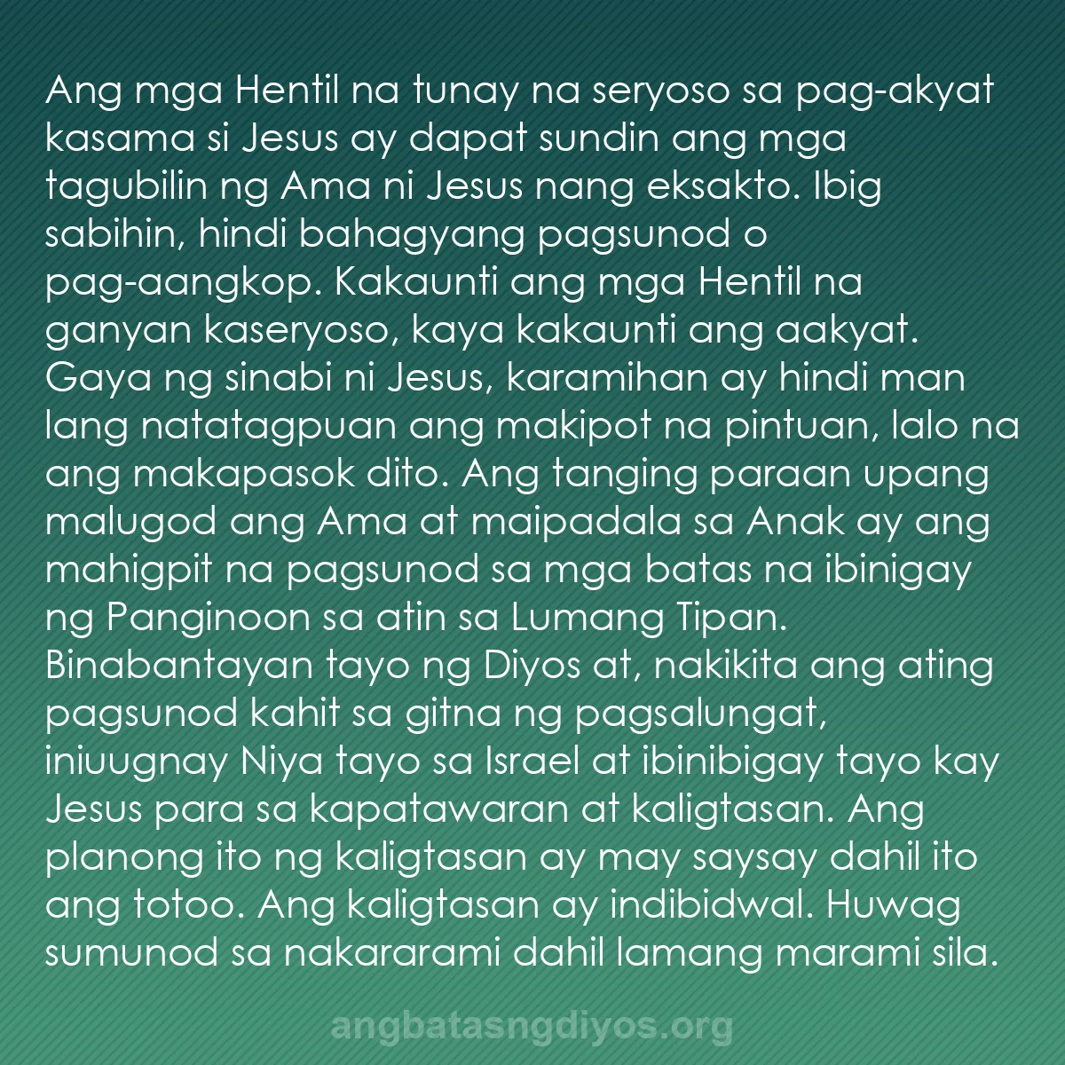 b0185 - Post tungkol sa Batas ng Diyos: Ang mga Hentil na tunay na seryoso sa pag-akyat kasama si Jesus...