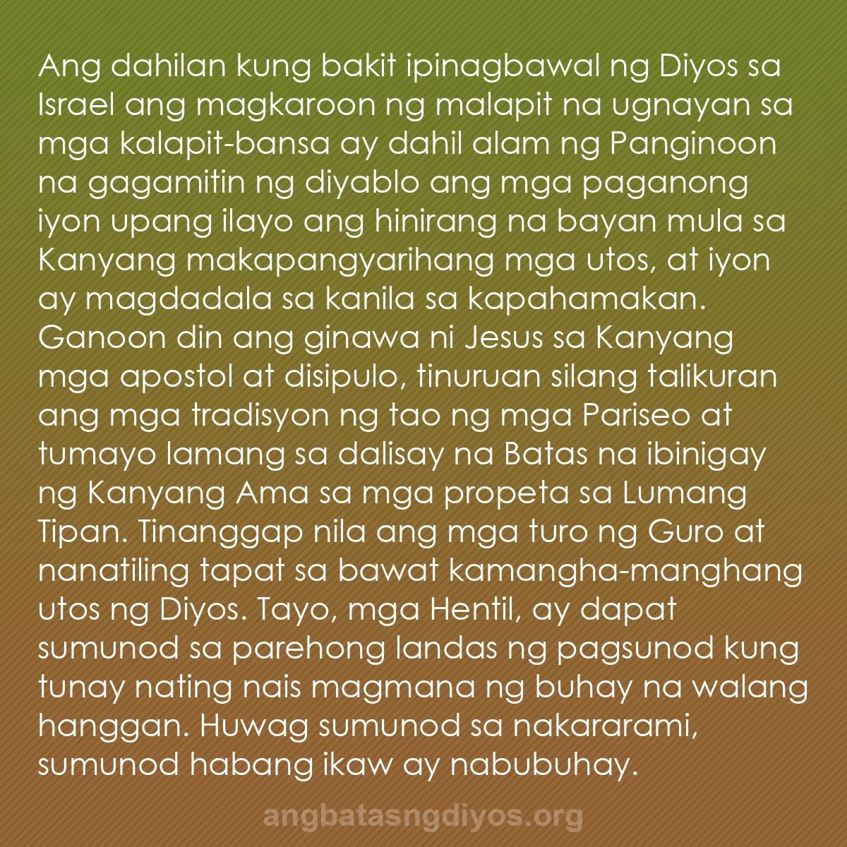 b0189 - Post tungkol sa Batas ng Diyos: Ang dahilan kung bakit ipinagbawal ng Diyos sa Israel ang magkaroon...