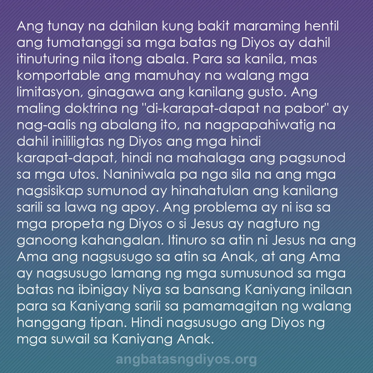 b0202 - Post tungkol sa Batas ng Diyos: Ang tunay na dahilan kung bakit maraming hentil ang tumatanggi...