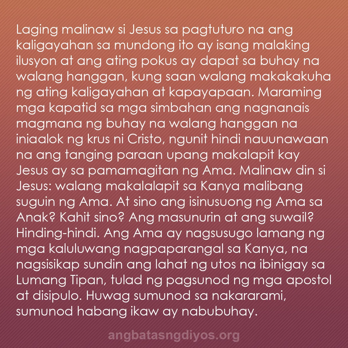 b0206 - Post tungkol sa Batas ng Diyos: Laging malinaw si Jesus sa pagtuturo na ang kaligayahan sa mundong...