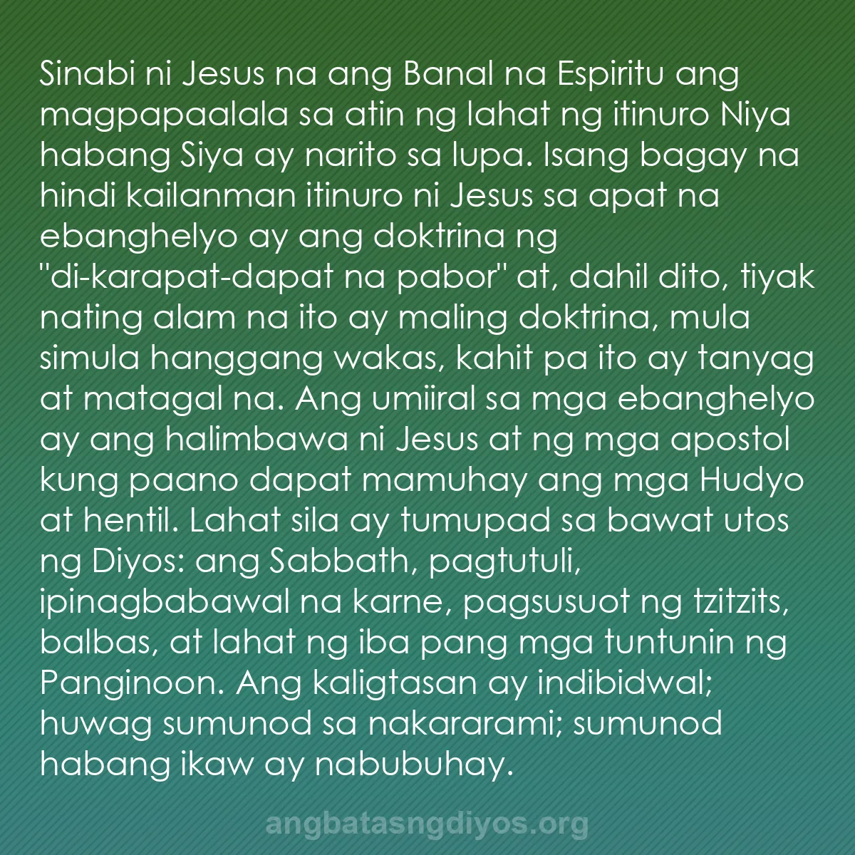 b0210 - Post tungkol sa Batas ng Diyos: Sinabi ni Jesus na ang Banal na Espiritu ang magpapaalala sa...