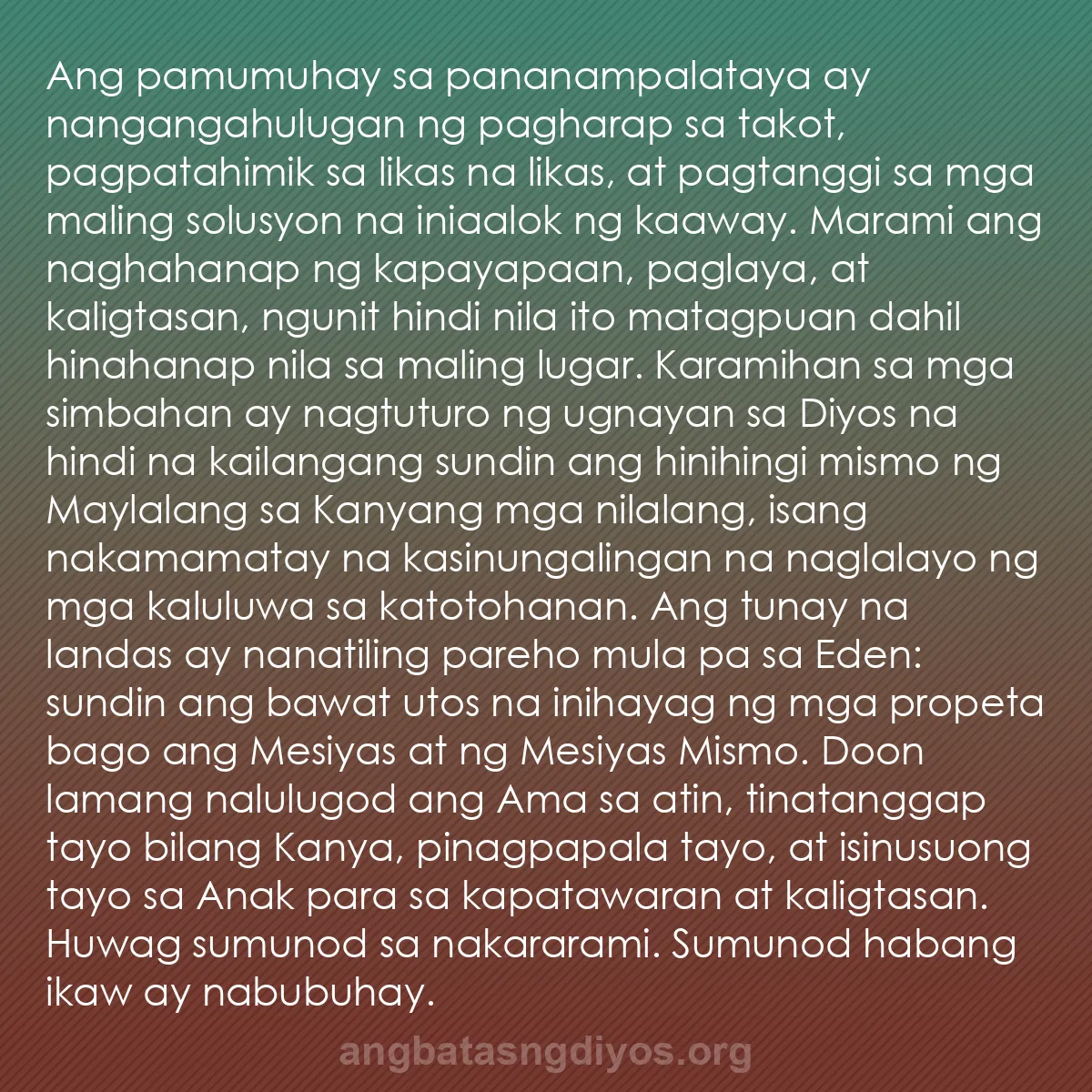b0213 - Post tungkol sa Batas ng Diyos: Ang pamumuhay sa pananampalataya ay nangangahulugan ng pagharap...