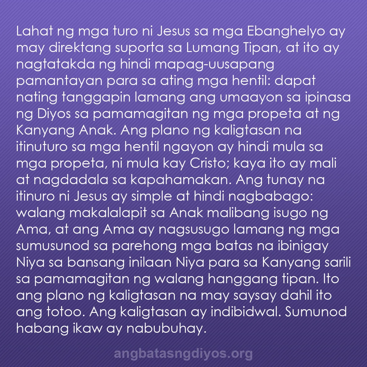 b0218 - Post tungkol sa Batas ng Diyos: Lahat ng mga turo ni Jesus sa mga Ebanghelyo ay may direktang...
