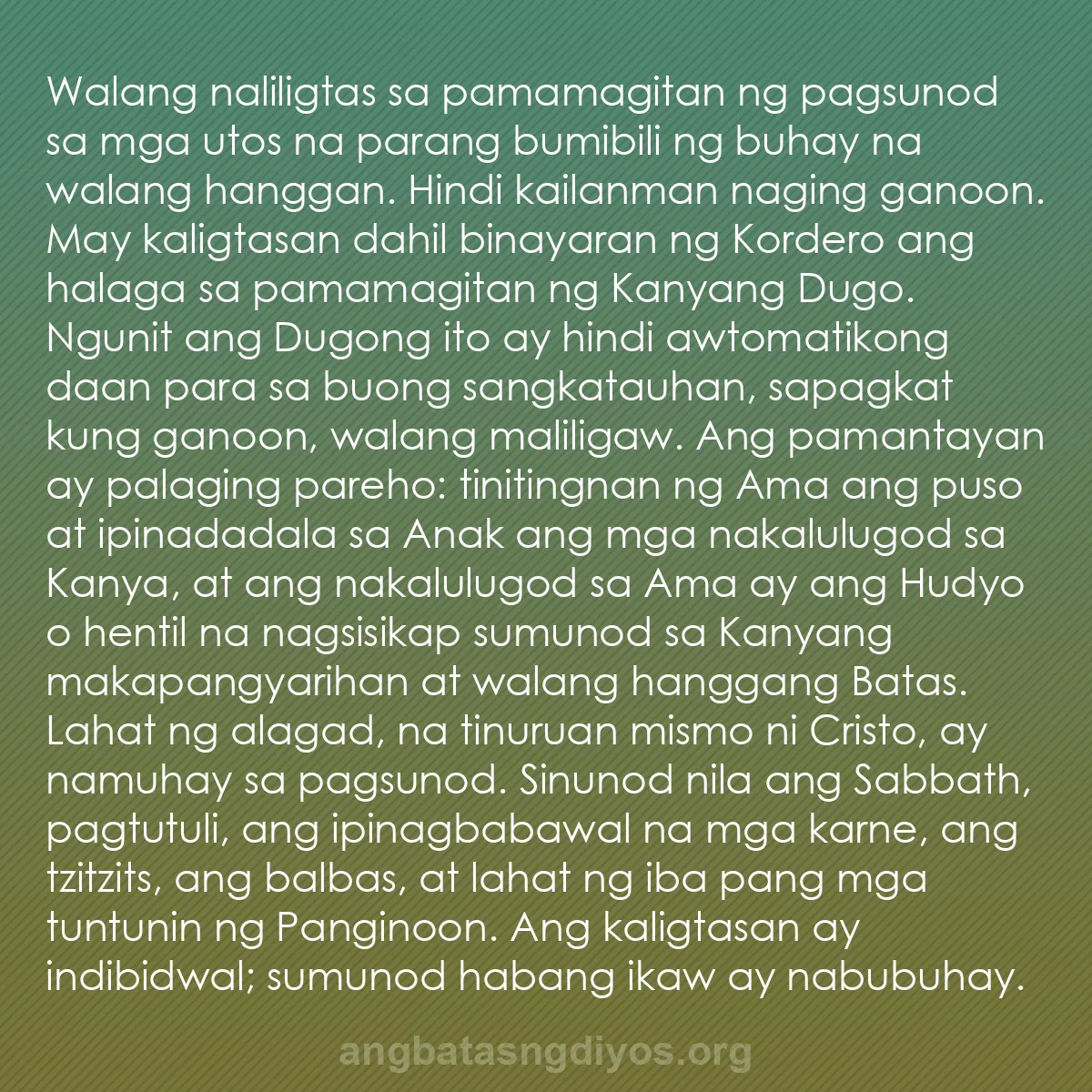 b0223 - Post tungkol sa Batas ng Diyos: Walang naliligtas sa pamamagitan ng pagsunod sa mga utos na...