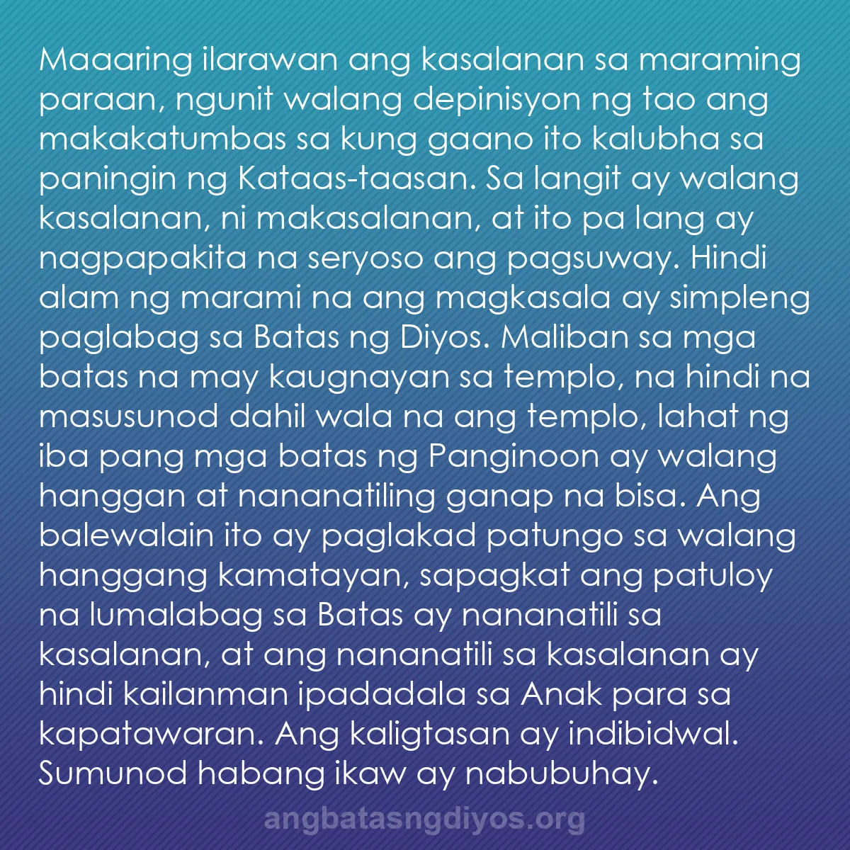 b0235 - Post tungkol sa Batas ng Diyos: Maaaring ilarawan ang kasalanan sa maraming paraan, ngunit walang...