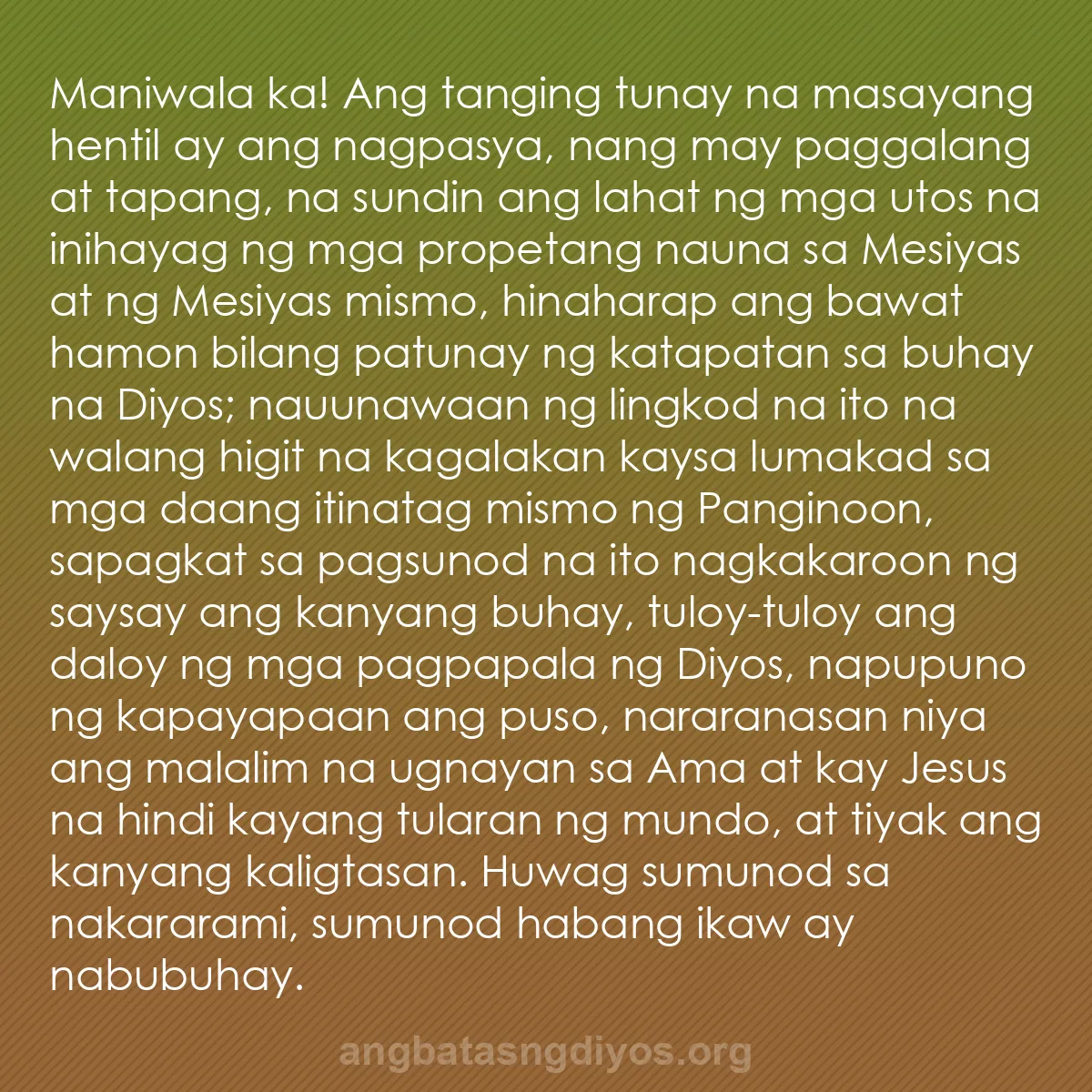 b0249 - Post tungkol sa Batas ng Diyos: Maniwala ka! Ang tanging tunay na masayang hentil ay ang nagpasya,...