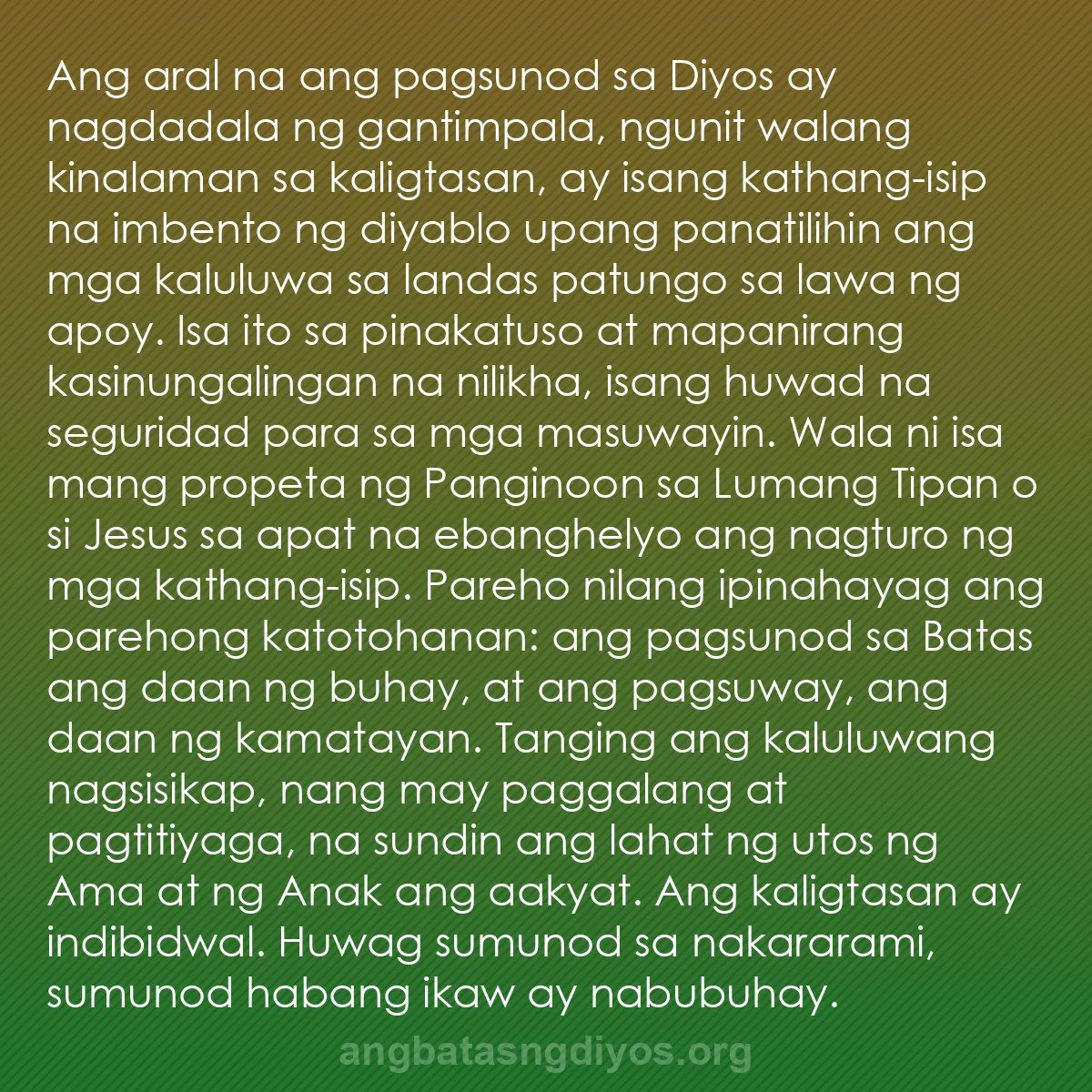 b0256 - Post tungkol sa Batas ng Diyos: Ang aral na ang pagsunod sa Diyos ay nagdadala ng gantimpala,...