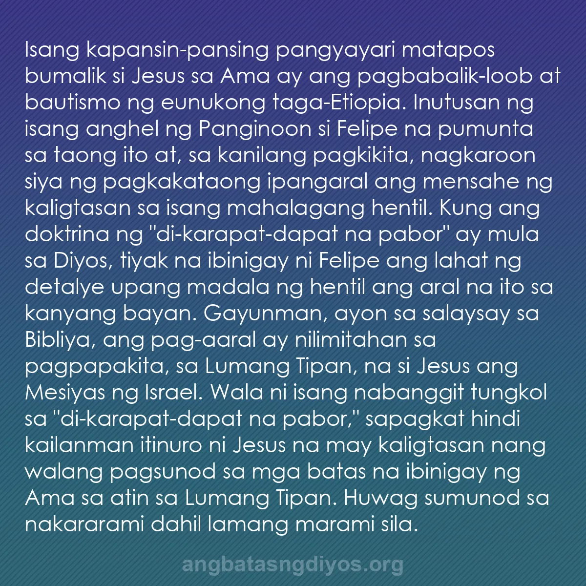 b0257 - Post tungkol sa Batas ng Diyos: Isang kapansin-pansing pangyayari matapos bumalik si Jesus sa...