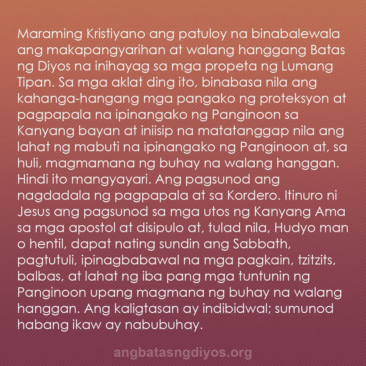 b0266 - Post tungkol sa Batas ng Diyos: Maraming Kristiyano ang patuloy na binabalewala ang makapangyarihan...