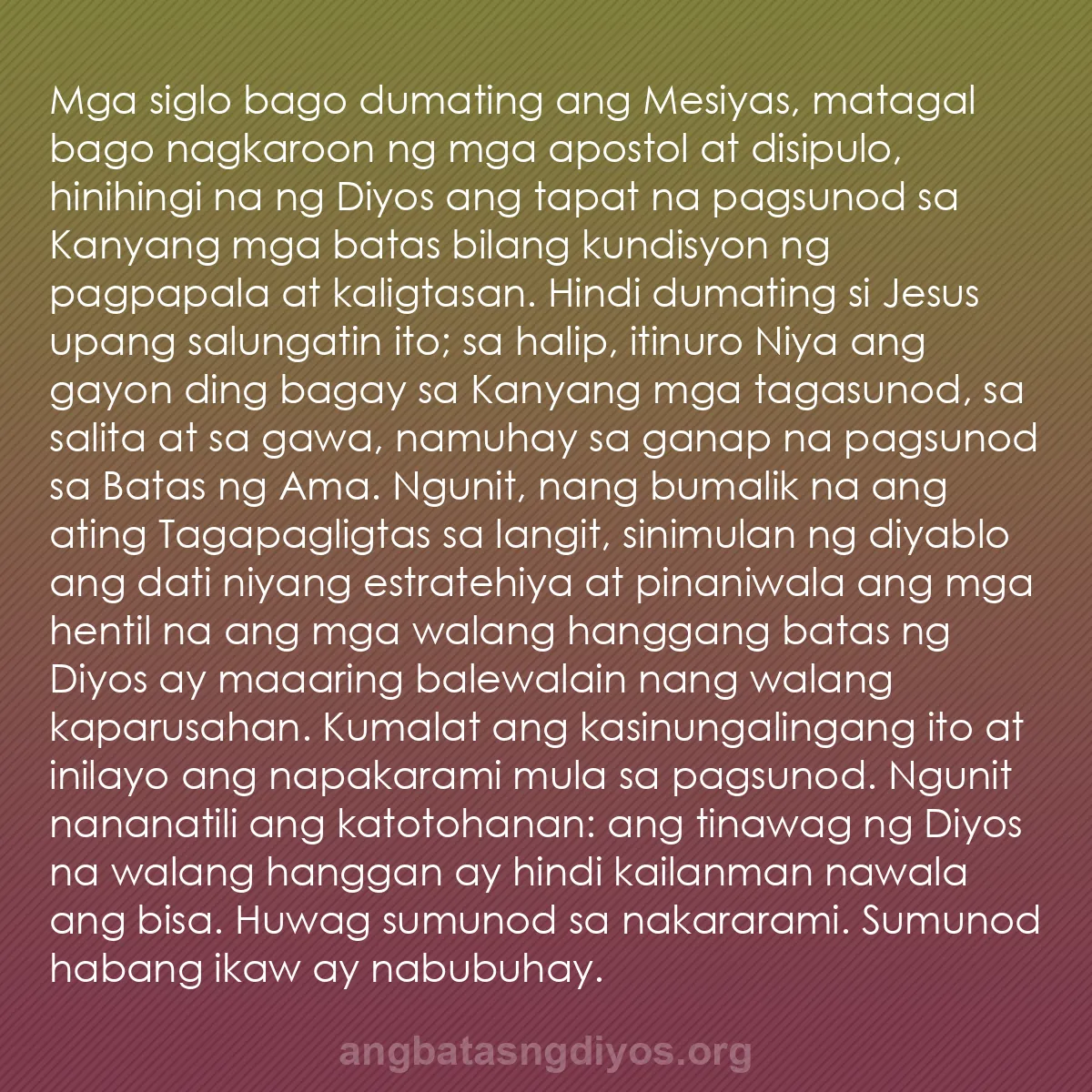 b0268 - Post tungkol sa Batas ng Diyos: Mga siglo bago dumating ang Mesiyas, matagal bago nagkaroon...