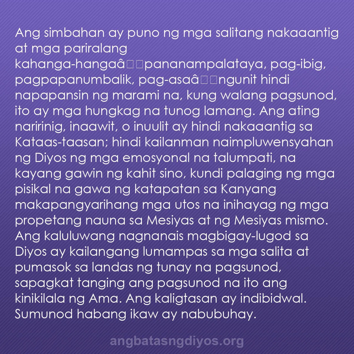 b0278 - Post tungkol sa Batas ng Diyos: Ang simbahan ay puno ng mga salitang nakaaantig at mga pariralang...