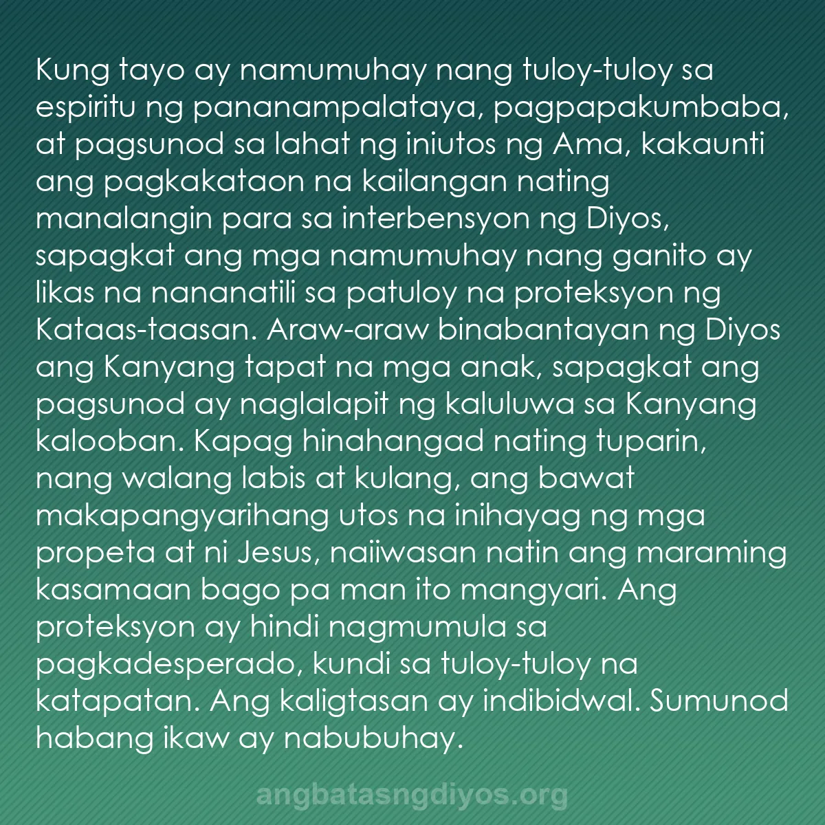 b0285 - Post tungkol sa Batas ng Diyos: Kung tayo ay namumuhay nang tuloy-tuloy sa espiritu ng pananampalataya,...