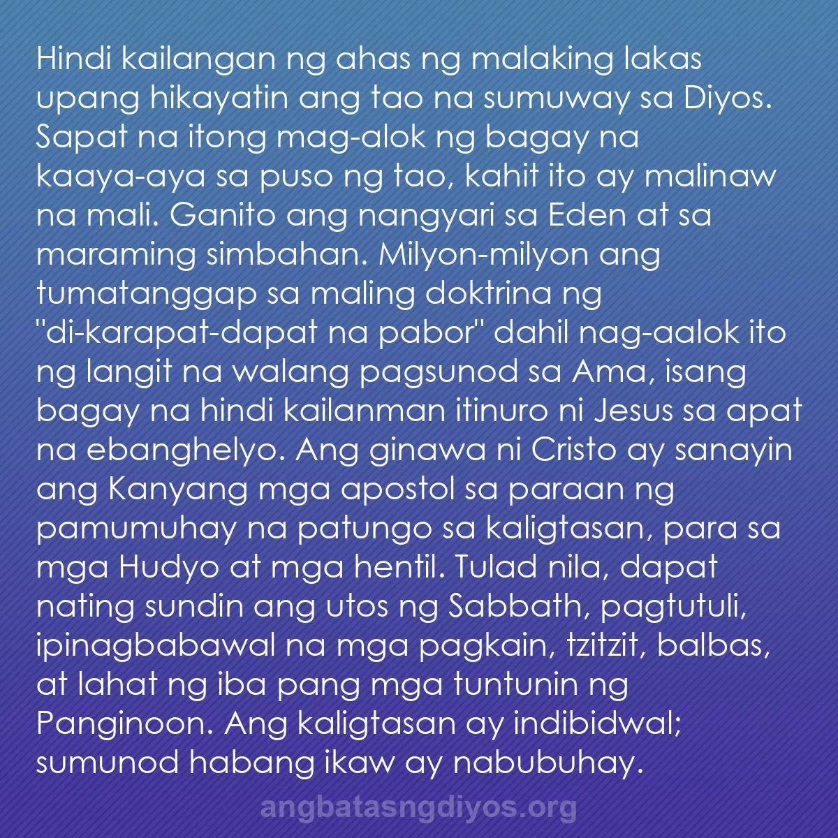 b0287 - Post tungkol sa Batas ng Diyos: Hindi kailangan ng ahas ng malaking lakas upang hikayatin ang...