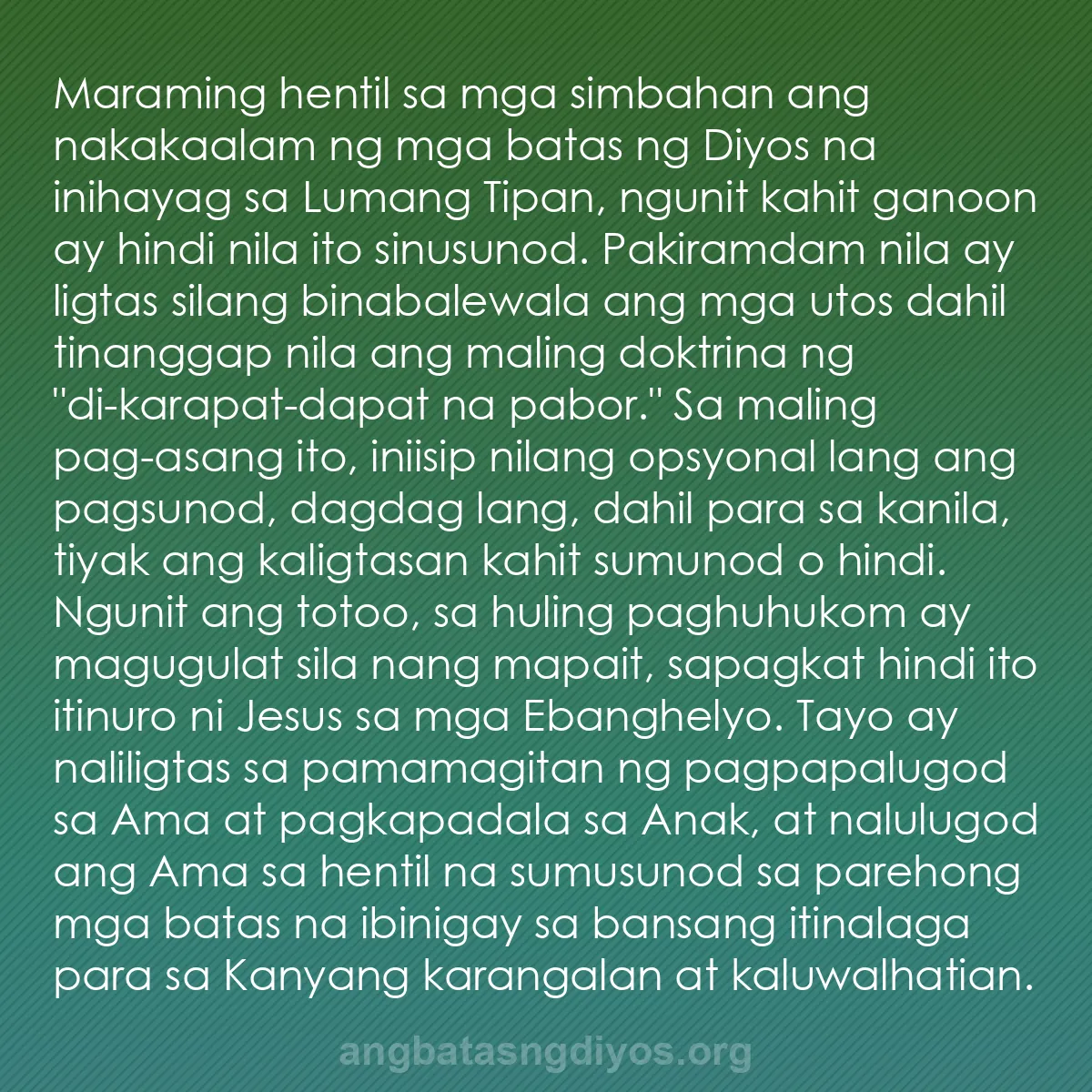 b0290 - Post tungkol sa Batas ng Diyos: Maraming hentil sa mga simbahan ang nakakaalam ng mga batas...