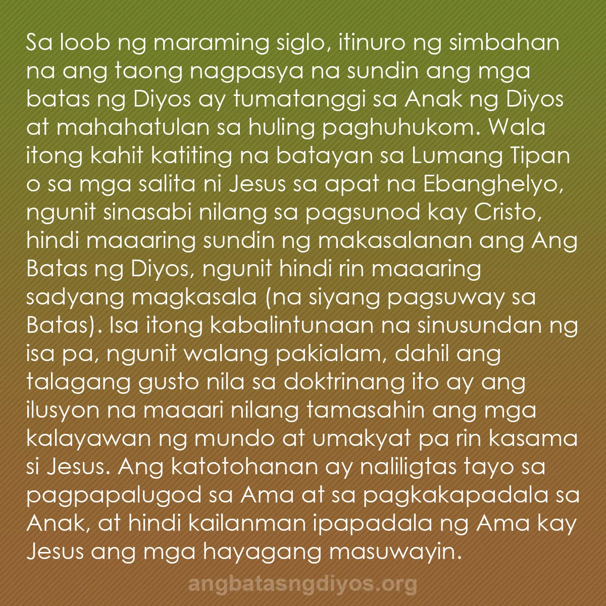 b0309 - Post tungkol sa Batas ng Diyos: Sa loob ng maraming siglo, itinuro ng simbahan na ang taong...