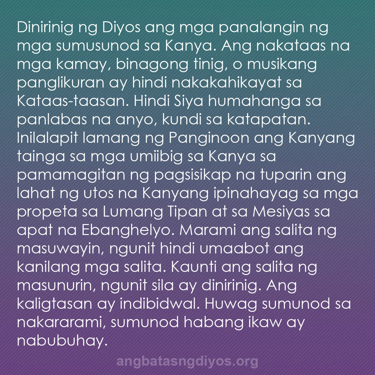 b0344 - Post tungkol sa Batas ng Diyos: Dinirinig ng Diyos ang mga panalangin ng mga sumusunod sa Kanya....
