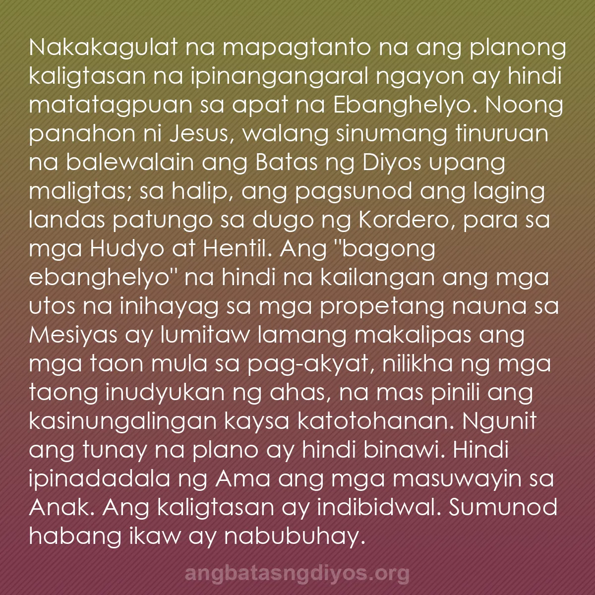 b0368 - Post tungkol sa Batas ng Diyos: Nakakagulat na mapagtanto na ang planong kaligtasan na ipinangangaral...