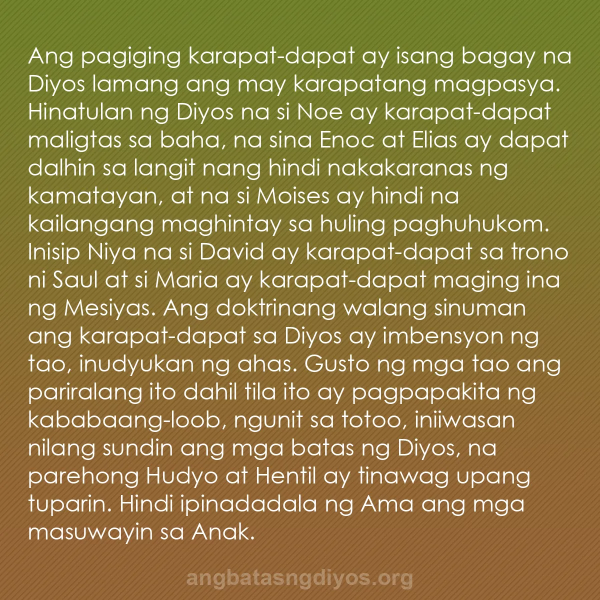 b0369 - Post tungkol sa Batas ng Diyos: Ang pagiging karapat-dapat ay isang bagay na Diyos lamang ang...