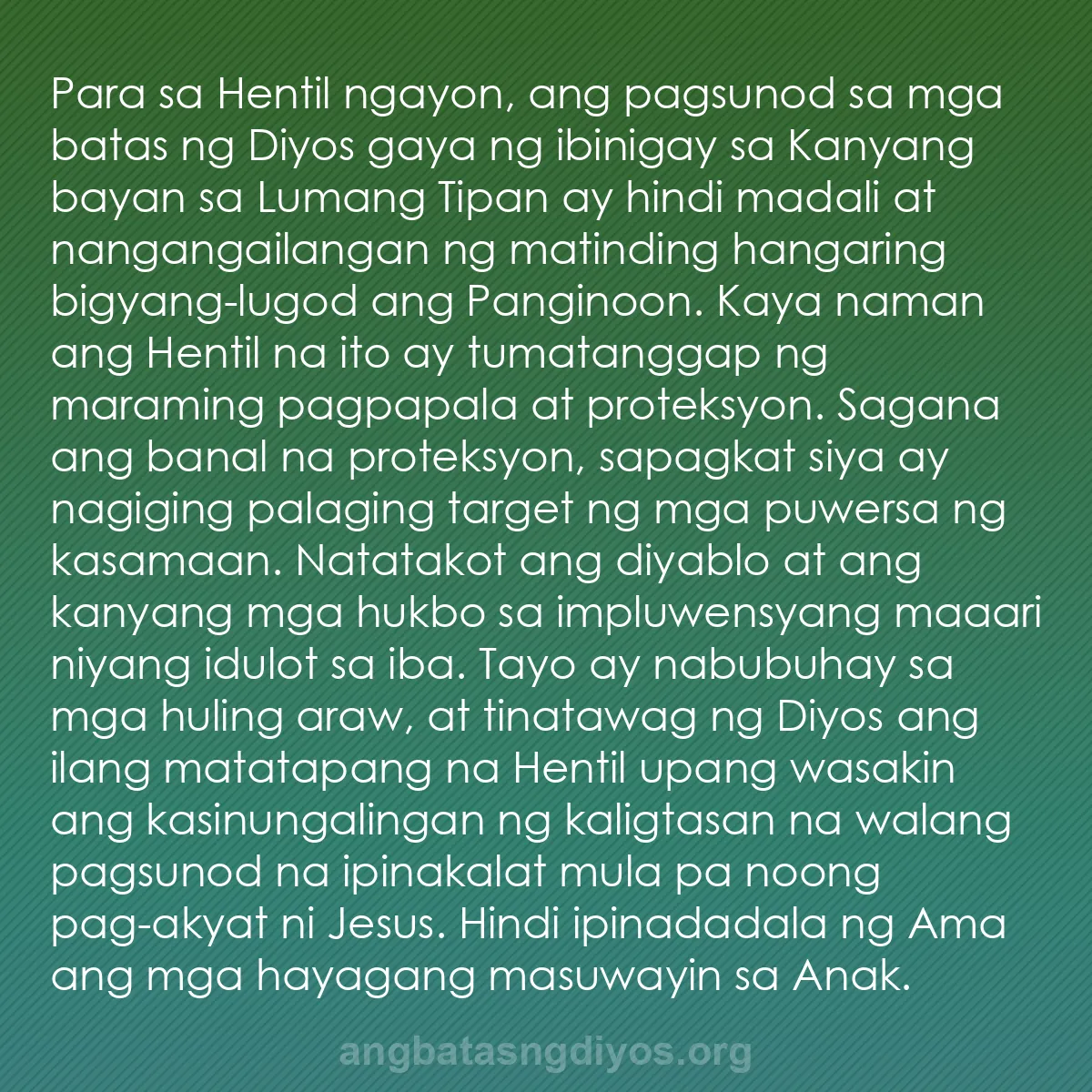 b0370 - Post tungkol sa Batas ng Diyos: Para sa Hentil ngayon, ang pagsunod sa mga batas ng Diyos gaya...