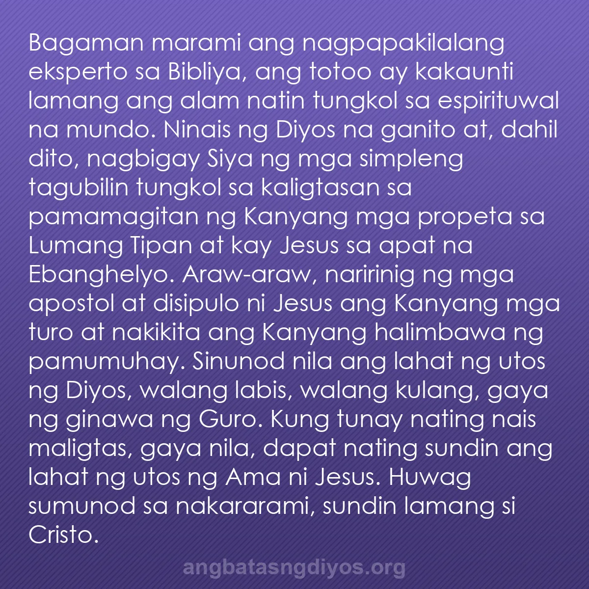 b0378 - Post tungkol sa Batas ng Diyos: Bagaman marami ang nagpapakilalang eksperto sa Bibliya, ang...