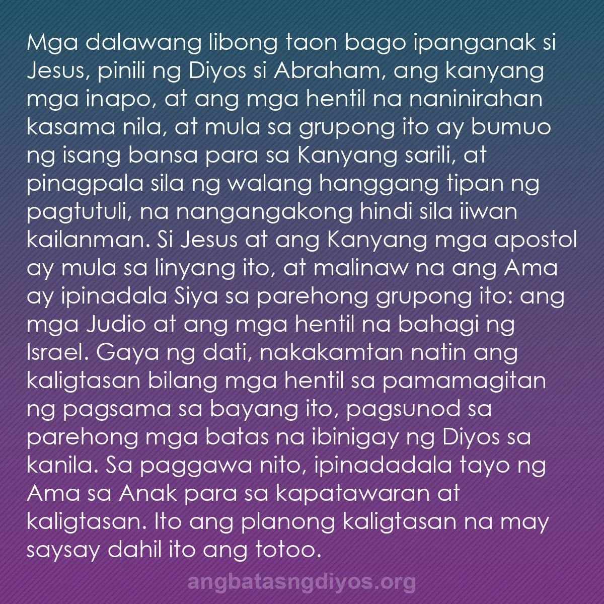 b0394 - Post tungkol sa Batas ng Diyos: Mga dalawang libong taon bago ipanganak si Jesus, pinili ng...