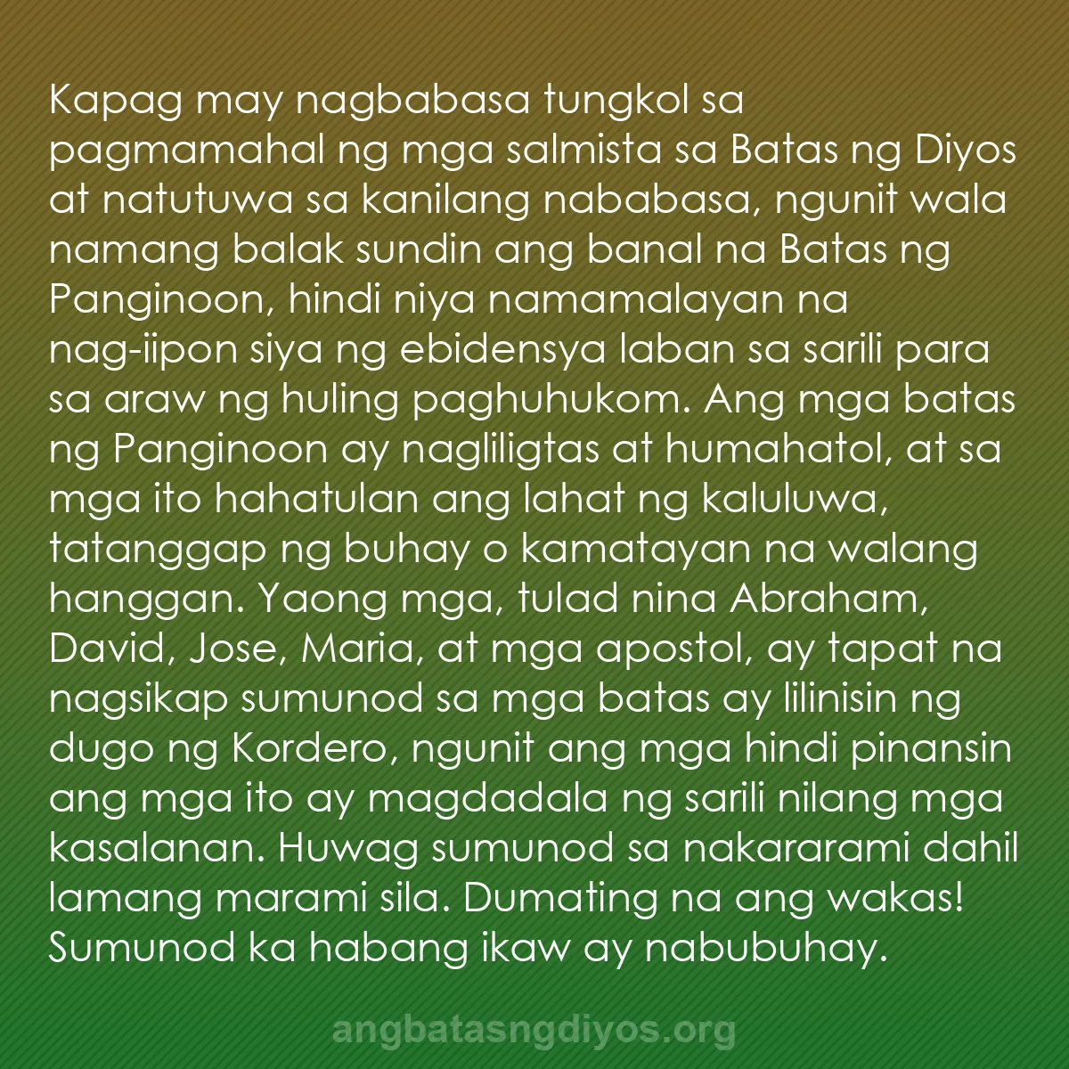 b0396 - Post tungkol sa Batas ng Diyos: Kapag may nagbabasa tungkol sa pagmamahal ng mga salmista sa...