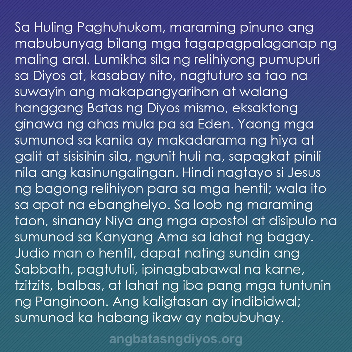 b0397 - Post tungkol sa Batas ng Diyos: Sa Huling Paghuhukom, maraming pinuno ang mabubunyag bilang...
