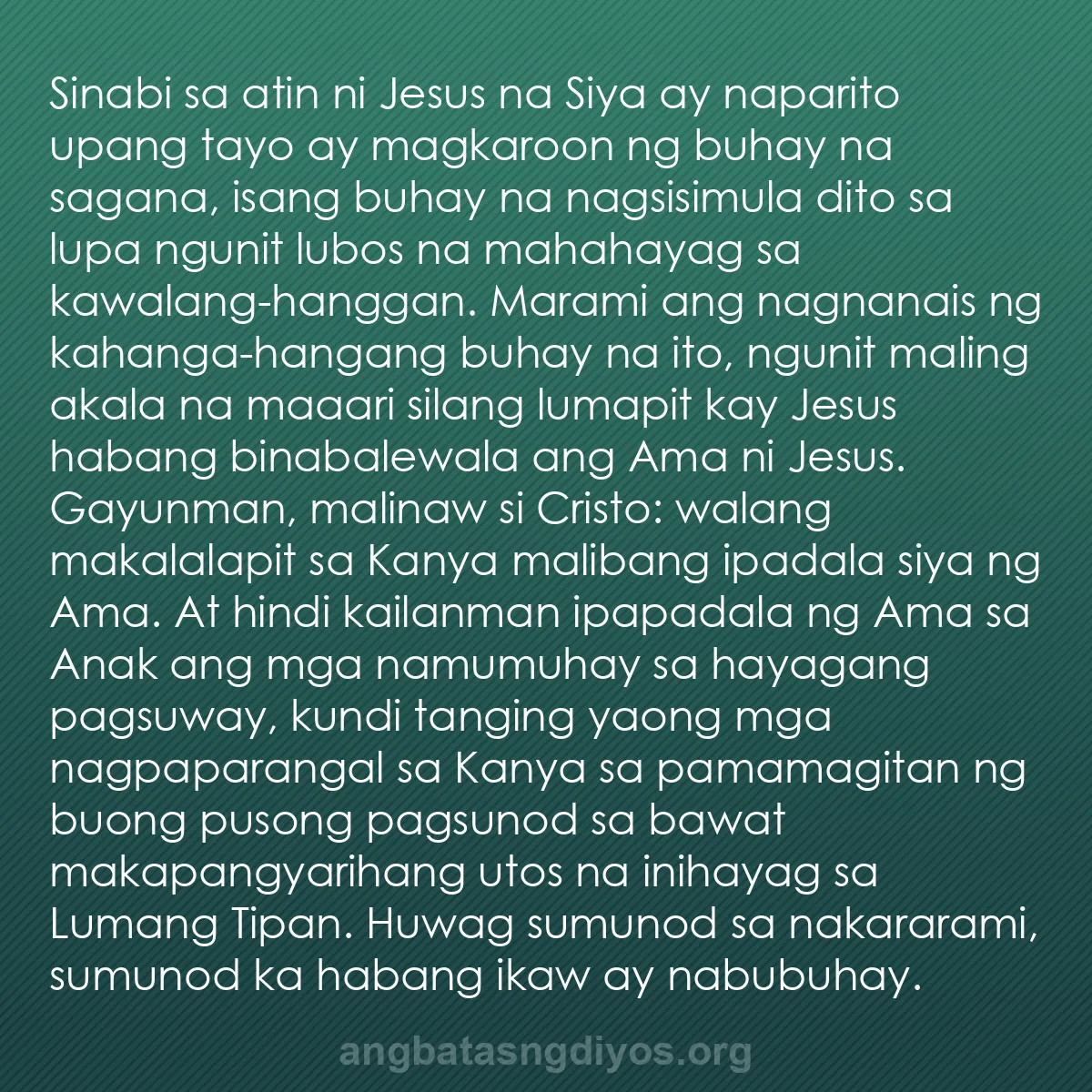 b0400 - Post tungkol sa Batas ng Diyos: Sinabi sa atin ni Jesus na Siya ay naparito upang tayo ay magkaroon...