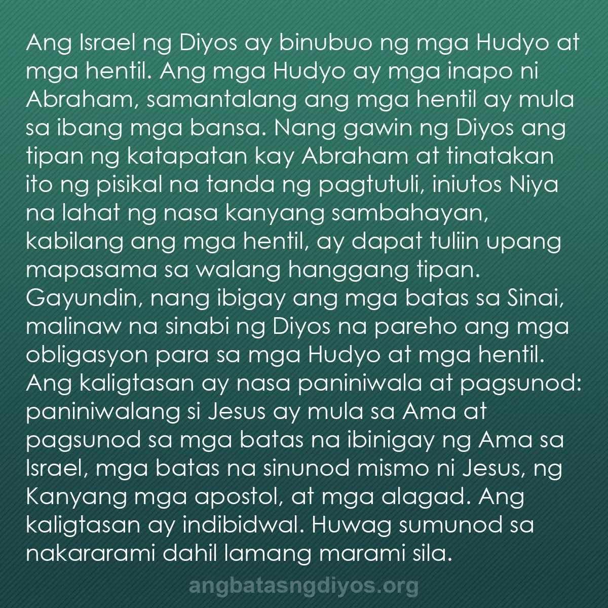 b0420 - Post tungkol sa Batas ng Diyos: Ang Israel ng Diyos ay binubuo ng mga Hudyo at mga hentil. Ang...