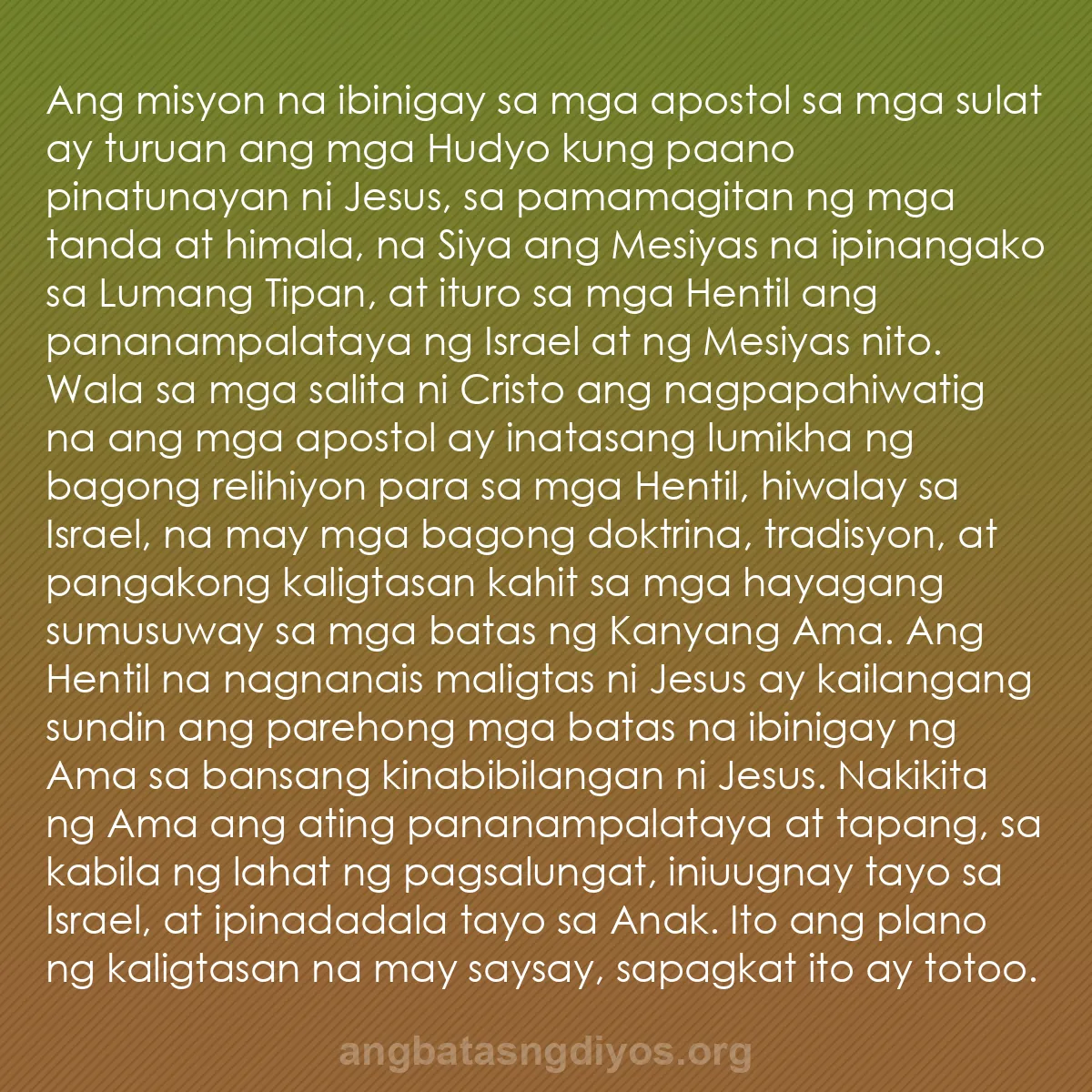 b0429 - Post tungkol sa Batas ng Diyos: Ang misyon na ibinigay sa mga apostol sa mga sulat ay turuan...