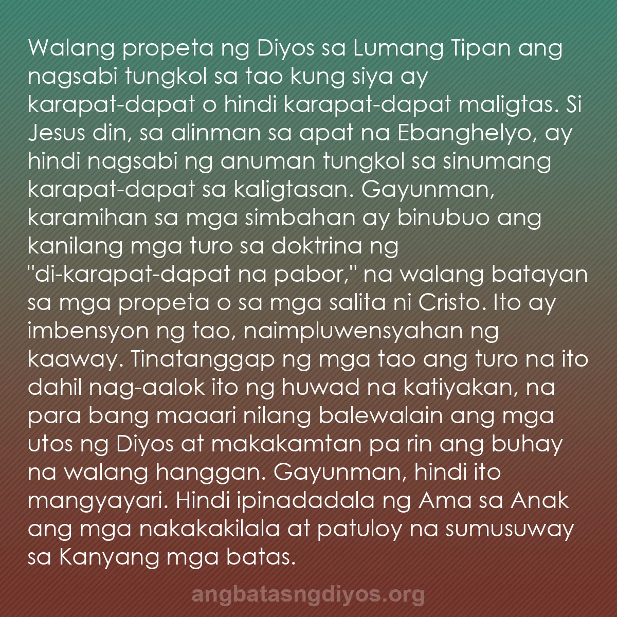 b0433 - Post tungkol sa Batas ng Diyos: Walang propeta ng Diyos sa Lumang Tipan ang nagsabi tungkol...