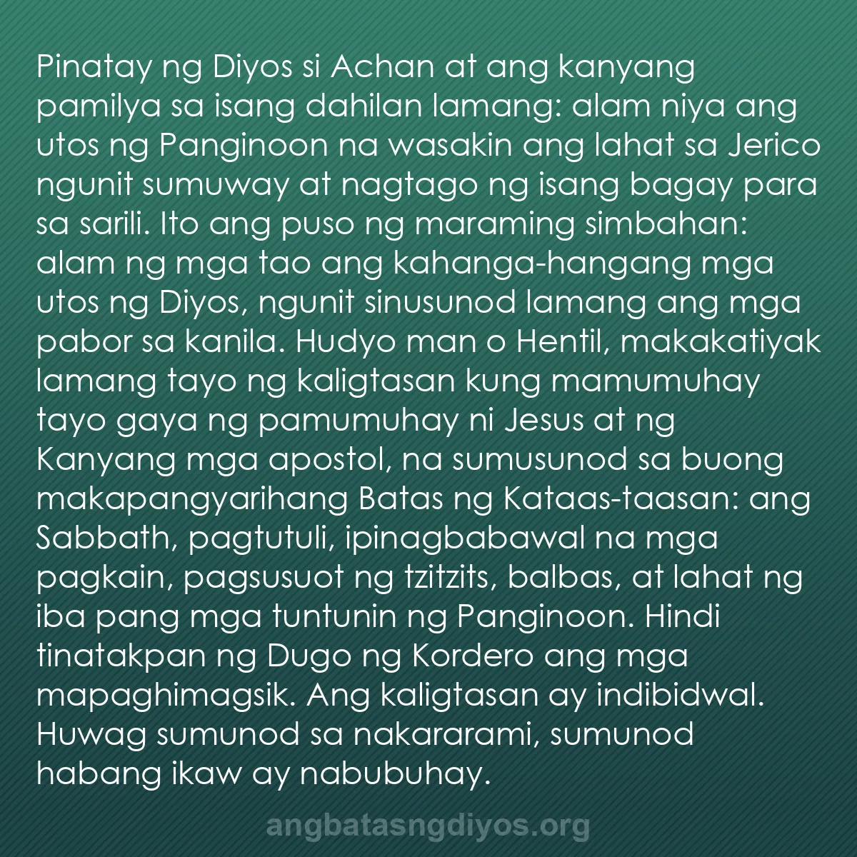 b0440 - Post tungkol sa Batas ng Diyos: Pinatay ng Diyos si Achan at ang kanyang pamilya sa isang dahilan...