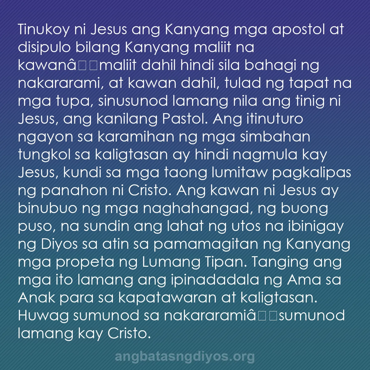 b0457 - Post tungkol sa Batas ng Diyos: Tinukoy ni Jesus ang Kanyang mga apostol at disipulo bilang...