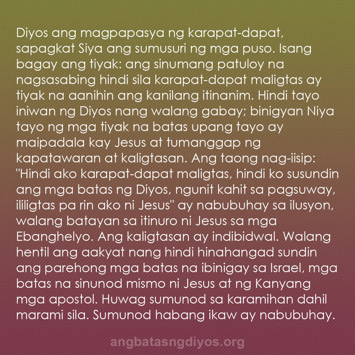 b0468 - Post tungkol sa Batas ng Diyos: Diyos ang magpapasya ng karapat-dapat, sapagkat Siya ang sumusuri...