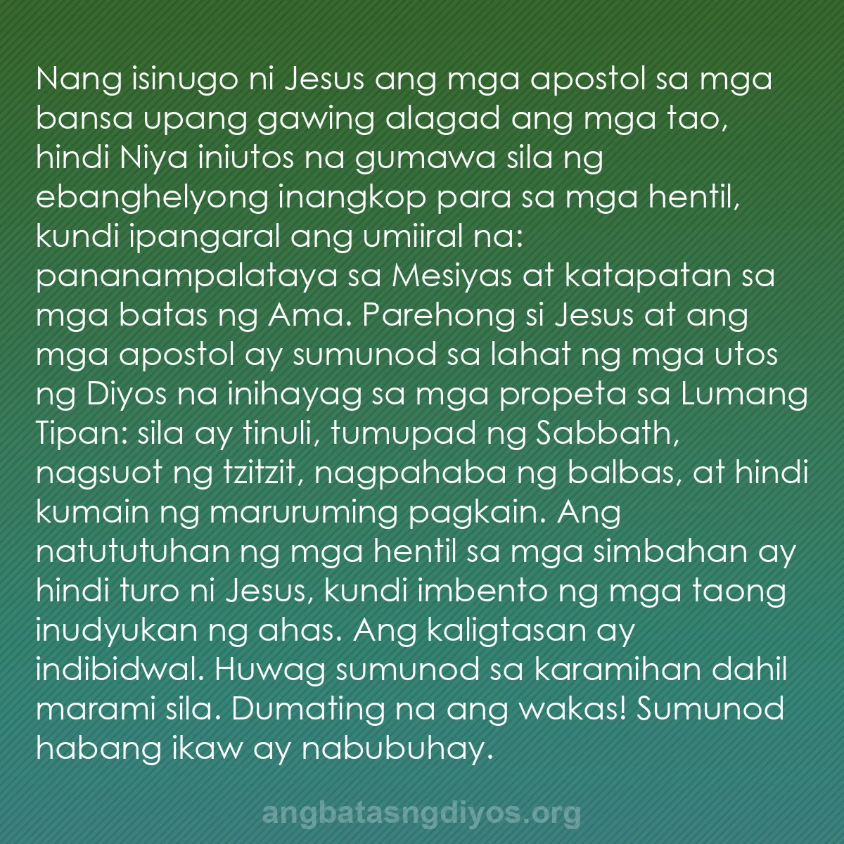 b0470 - Post tungkol sa Batas ng Diyos: Nang isinugo ni Jesus ang mga apostol sa mga bansa upang gawing...