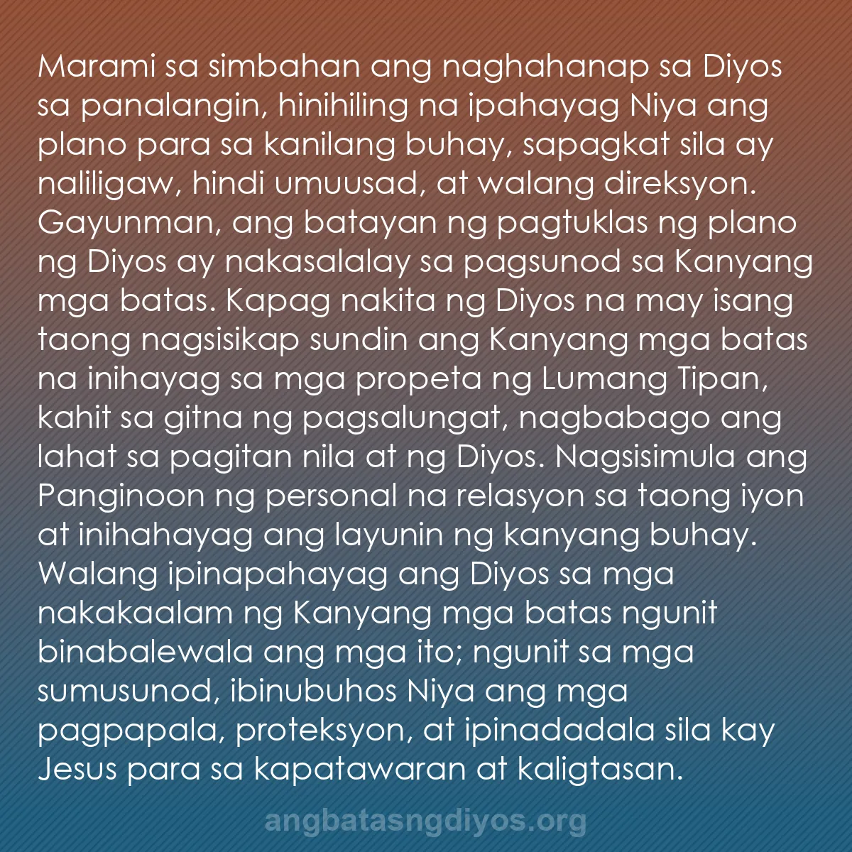 b0472 - Post tungkol sa Batas ng Diyos: Marami sa simbahan ang naghahanap sa Diyos sa panalangin, hinihiling...