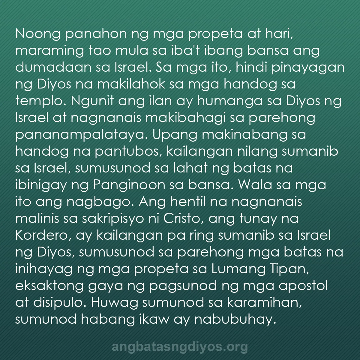 b0480 - Post tungkol sa Batas ng Diyos: Noong panahon ng mga propeta at hari, maraming tao mula sa iba