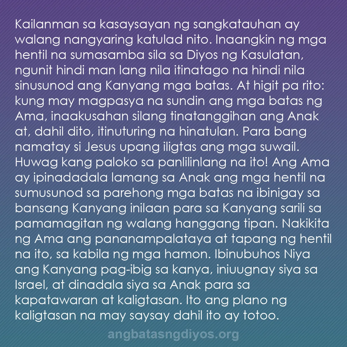 b0482 - Post tungkol sa Batas ng Diyos: Kailanman sa kasaysayan ng sangkatauhan ay walang nangyaring...