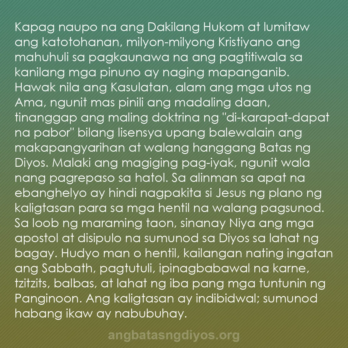 b0483 - Post tungkol sa Batas ng Diyos: Kapag naupo na ang Dakilang Hukom at lumitaw ang katotohanan,...